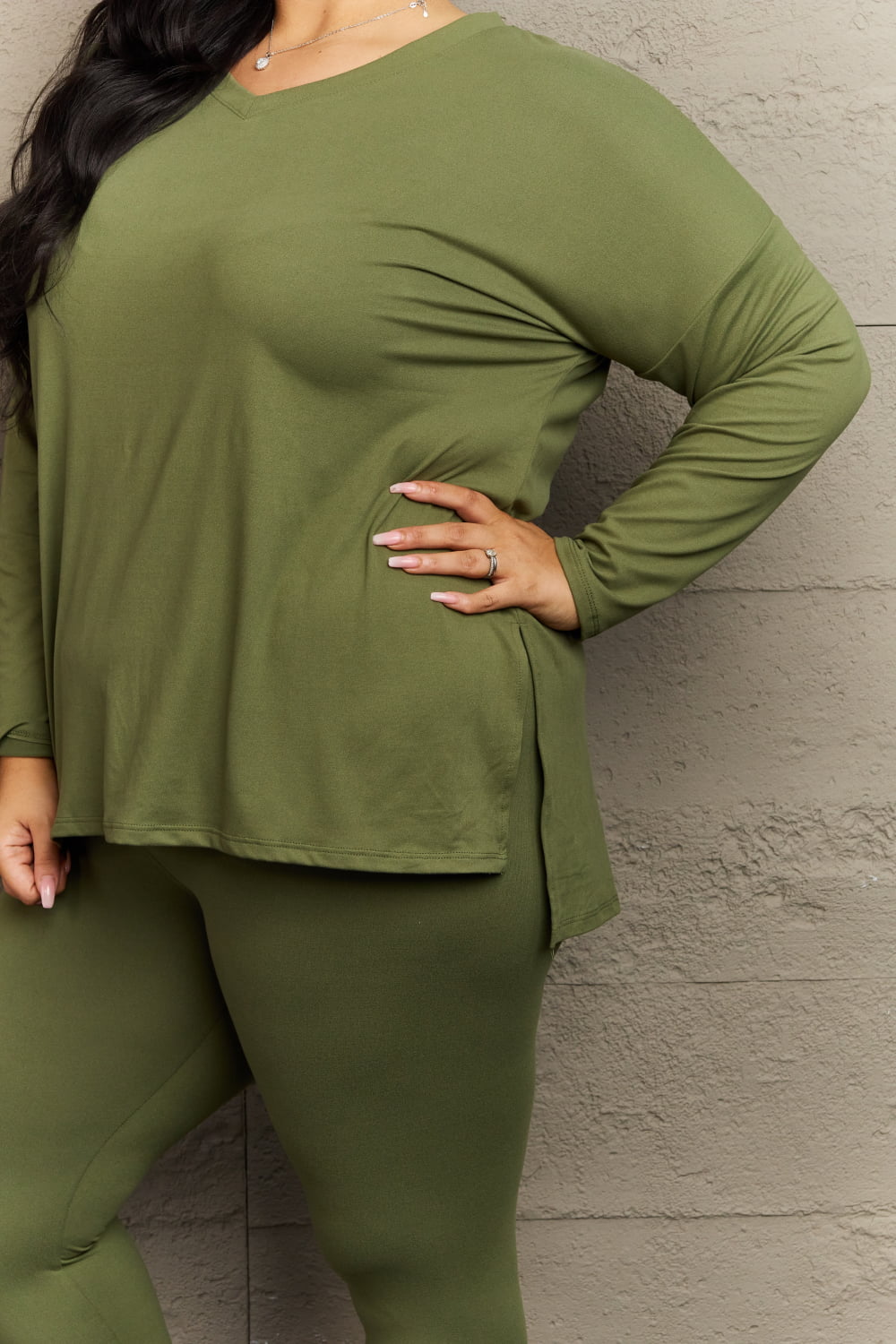 Zenana Outfitters, Pants & Jumpsuits, New Zenana Lazy Days Long Sleeve  And Leggings Matching Lounge Set In Green